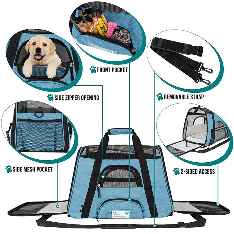 PetAmi Airline Approved Pet Carrier for Cat, Soft Sided Dog Carrier for Small Dogs, Cat Travel Supplies Accessories for Indoor Cats, Ventilated Pet Carrying Bag Medium Large Kitten Puppy, Small Blue - Image 3